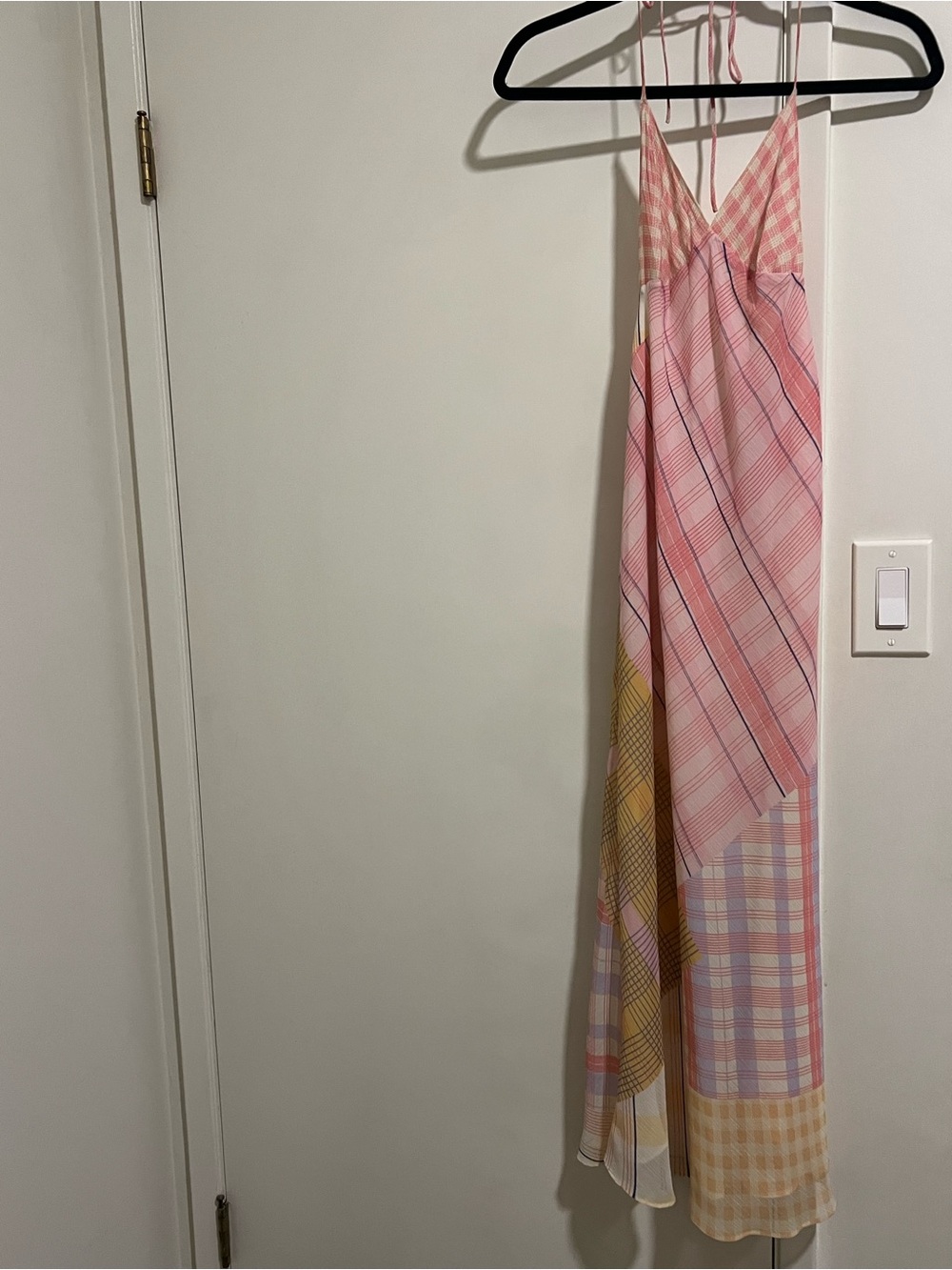 Mango Pastel Pink and Yellow Patchwork Maxi Dress